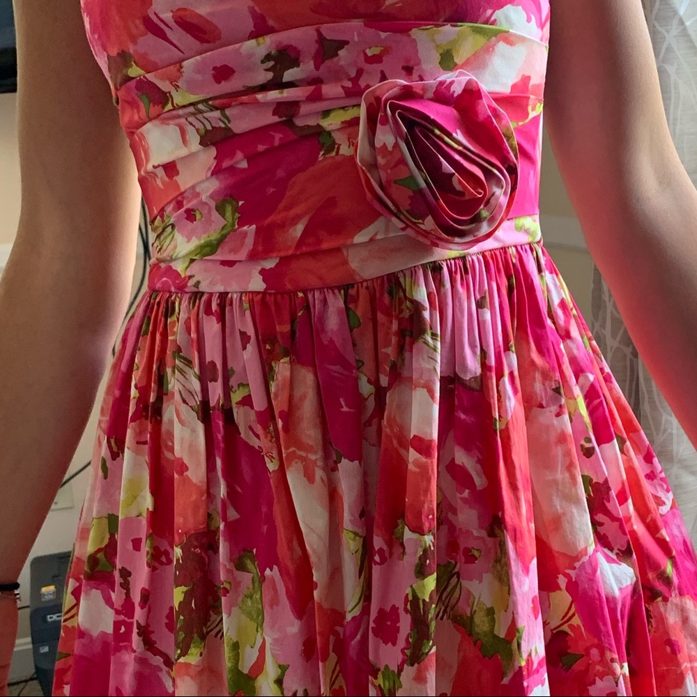 Strapless pink floral dress
